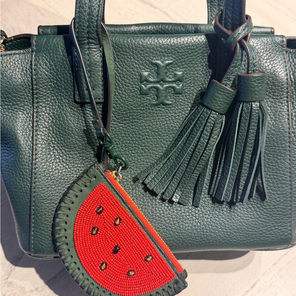 Tory Burch Green Leather Tote Bag